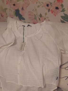 Buffalo David Bitton White Plaid Button-Front Women's Blouse